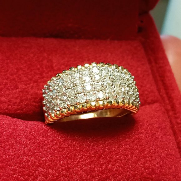 (SOLD) 14K Two-tone Diamond Paved Ring, Size 4.75 - Picture 1 of 9